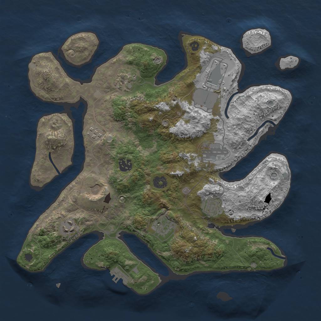 Rust Map: Procedural Map, Size: 3500, Seed: 345909, 13 Monuments