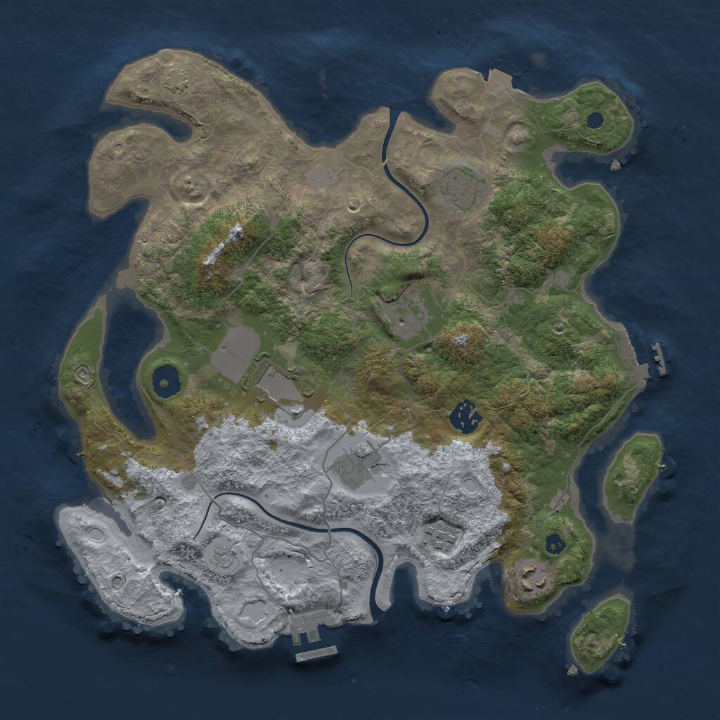 Rust Map: Procedural Map, Size: 3500, Seed: 183426, 12 Monuments