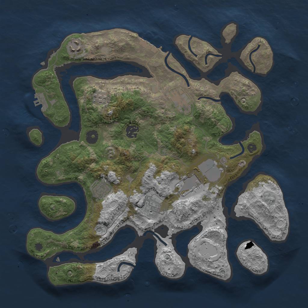 Rust Map: Procedural Map, Size: 3500, Seed: 945644, 15 Monuments