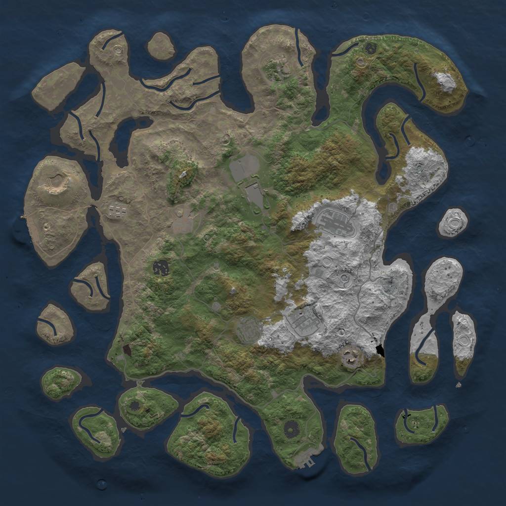 Rust Map: Procedural Map, Size: 4500, Seed: 870965, 18 Monuments