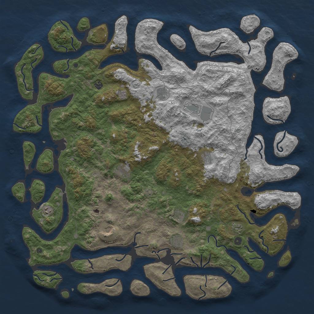 Rust Map: Procedural Map, Size: 6000, Seed: 214558748, 14 Monuments