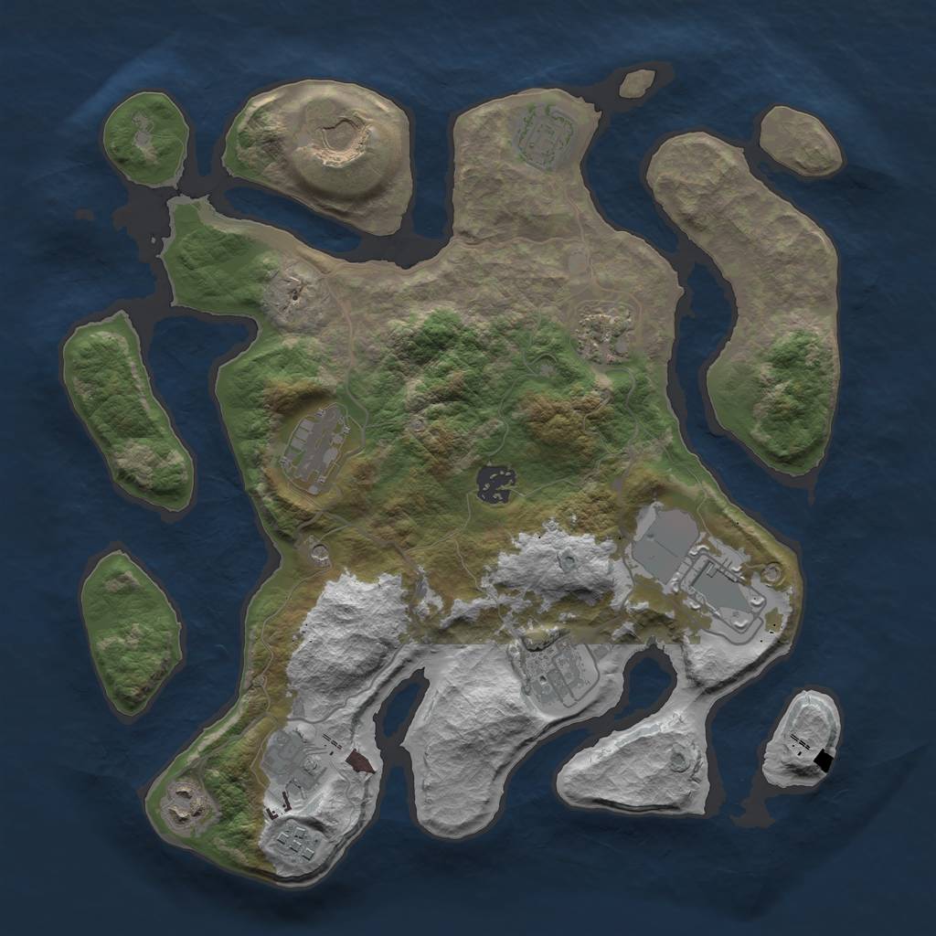 Rust Map: Barren, Size: 3500, Seed: 5039683, 13 Monuments