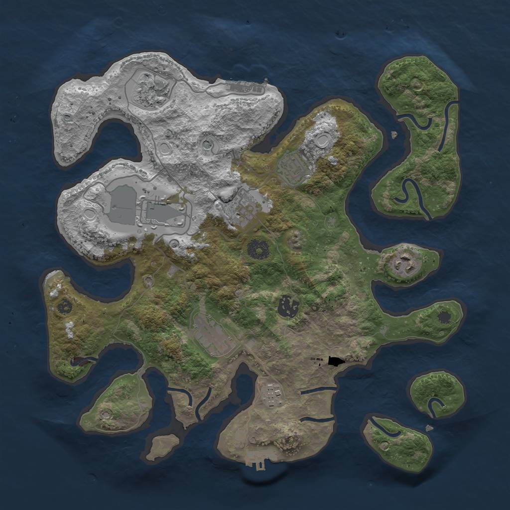 Rust Map: Procedural Map, Size: 3500, Seed: 401762, 16 Monuments