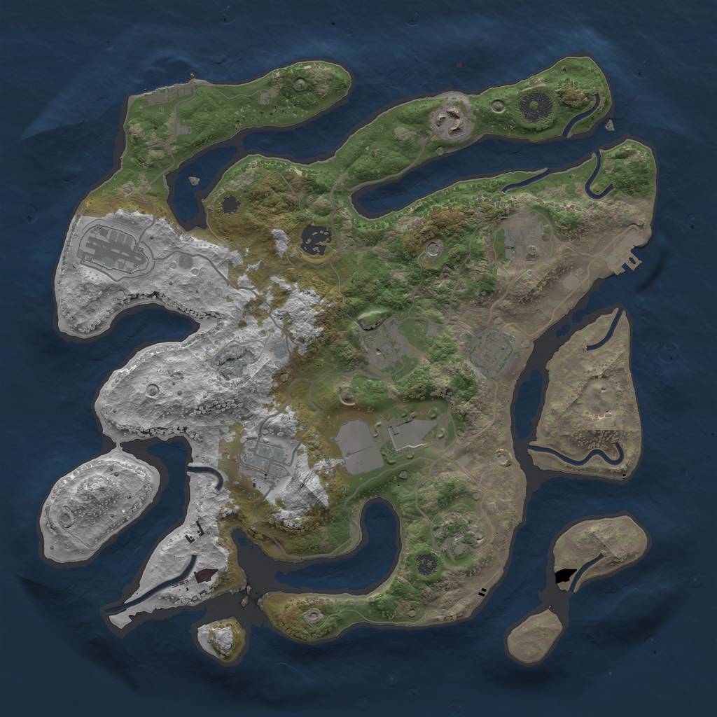 Rust Map: Procedural Map, Size: 3500, Seed: 1068348462, 14 Monuments