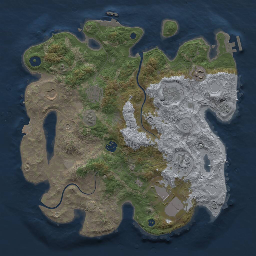 Rust Map: Procedural Map, Size: 3500, Seed: 416088469, 14 Monuments