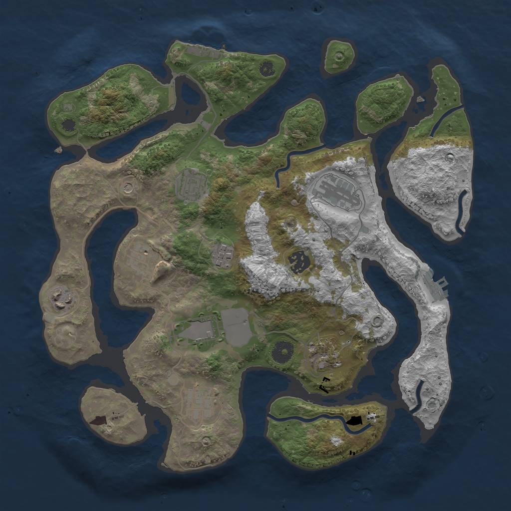 Rust Map: Procedural Map, Size: 3500, Seed: 416088469, 14 Monuments