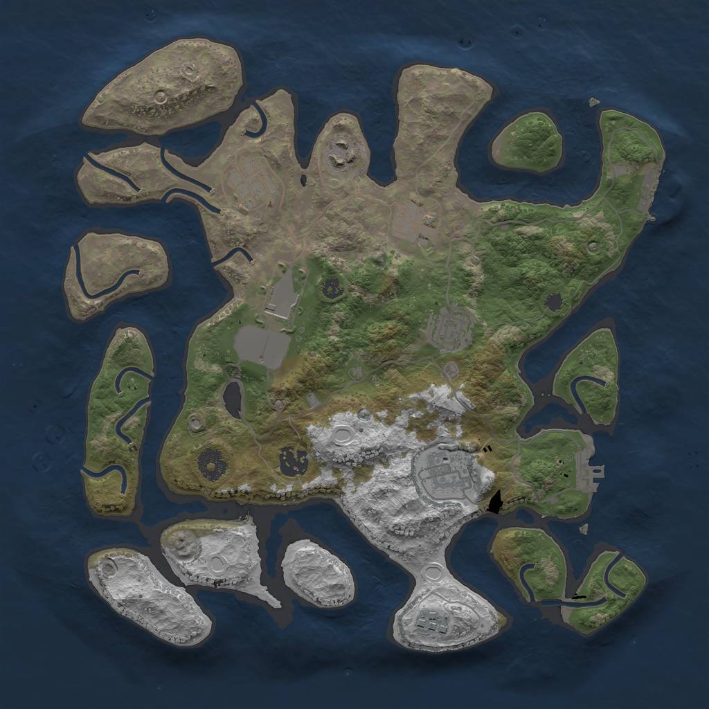 Rust Map: Procedural Map, Size: 3500, Seed: 497604, 18 Monuments