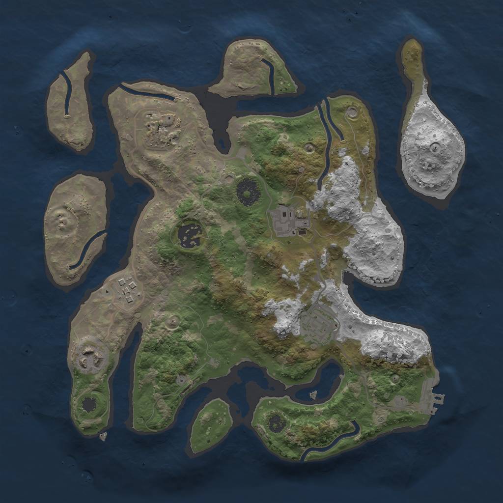 Rust Map: Procedural Map, Size: 3000, Seed: 545829759, 9 Monuments