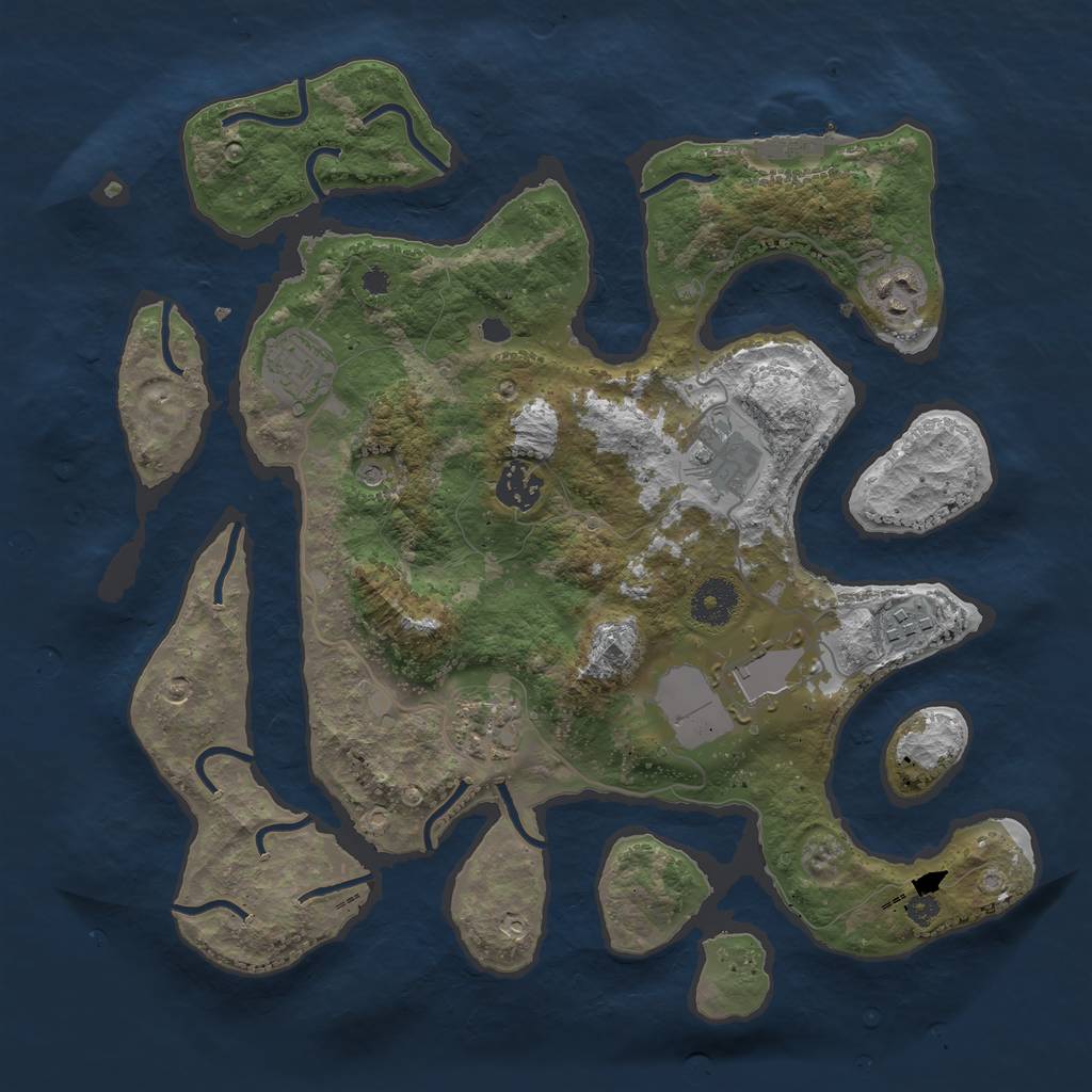 Rust Map: Procedural Map, Size: 3500, Seed: 182863, 11 Monuments