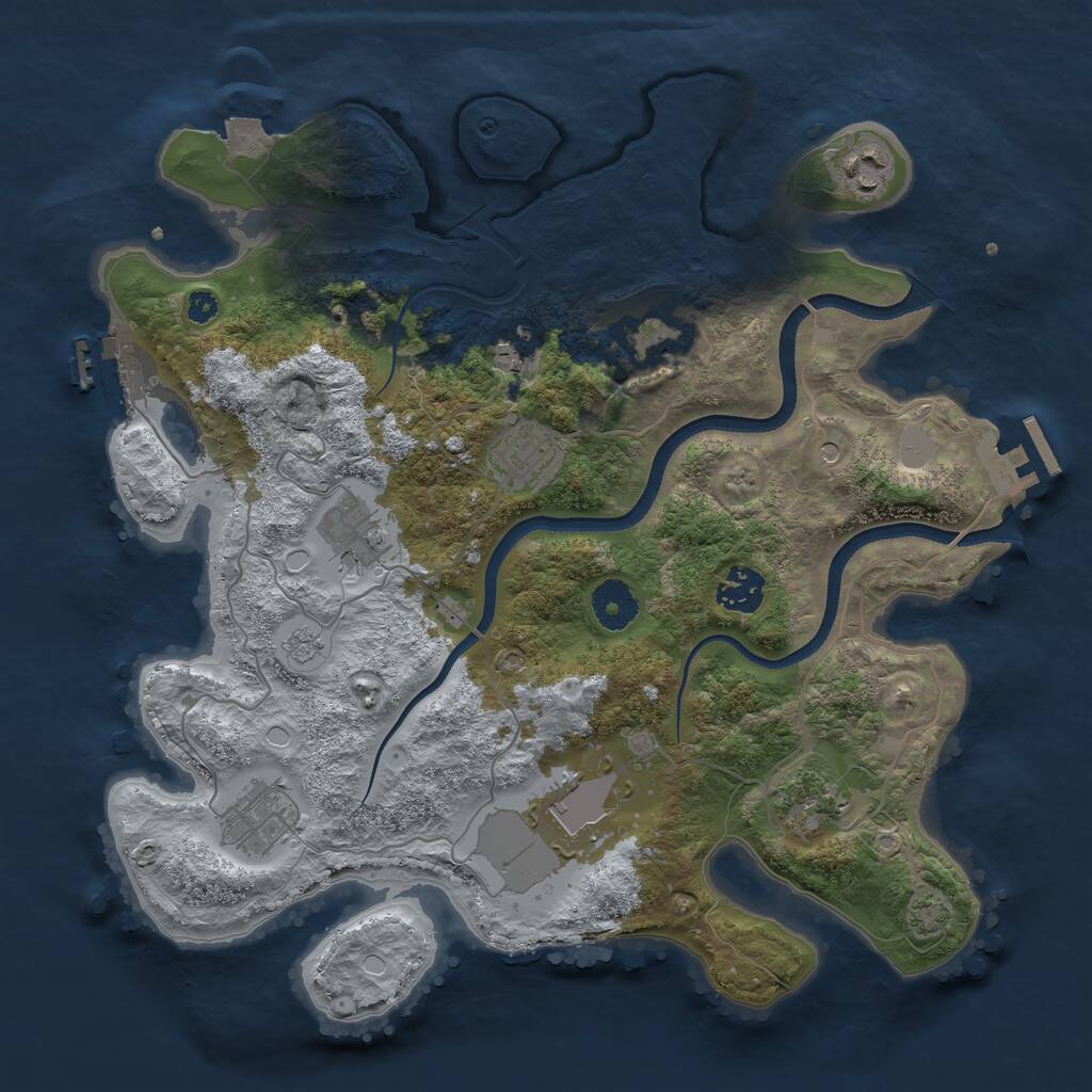 Rust Map: Procedural Map, Size: 3500, Seed: 530020, 15 Monuments