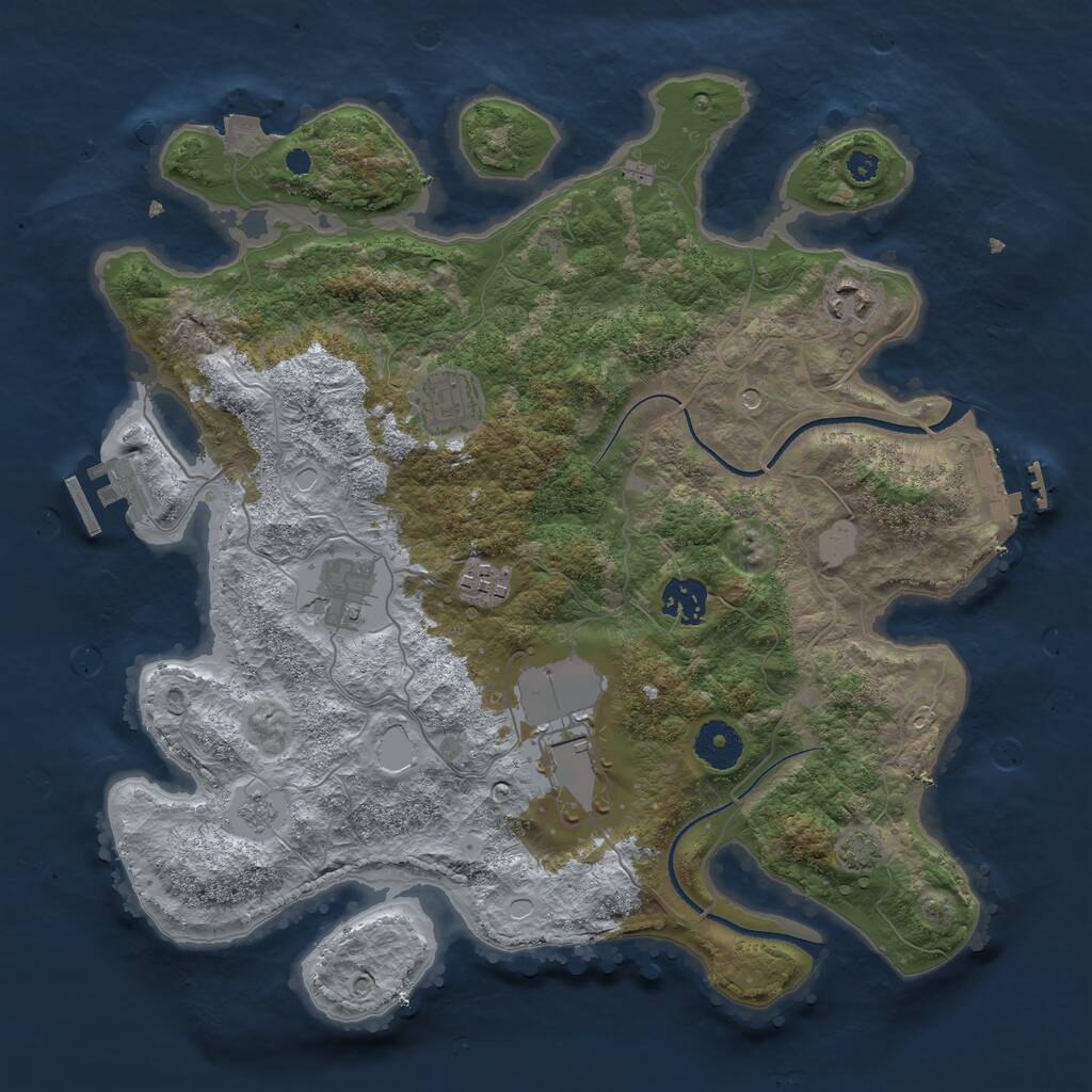 Rust Map: Procedural Map, Size: 3500, Seed: 530020, 12 Monuments