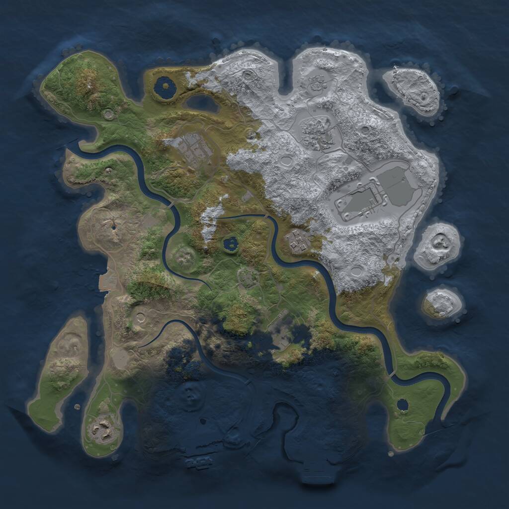 Rust Map: Procedural Map, Size: 3500, Seed: 193191538, 12 Monuments
