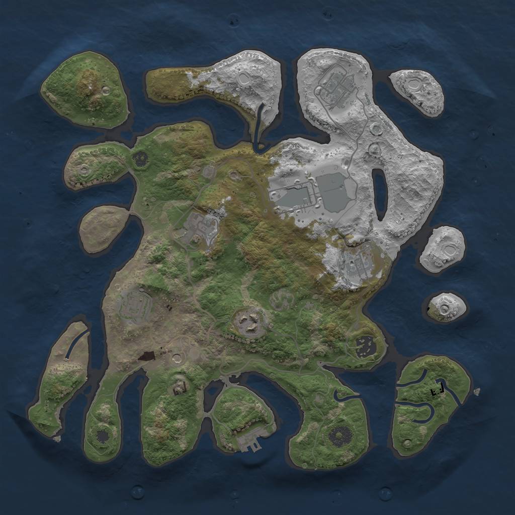 Rust Map: Procedural Map, Size: 3500, Seed: 193191538, 14 Monuments