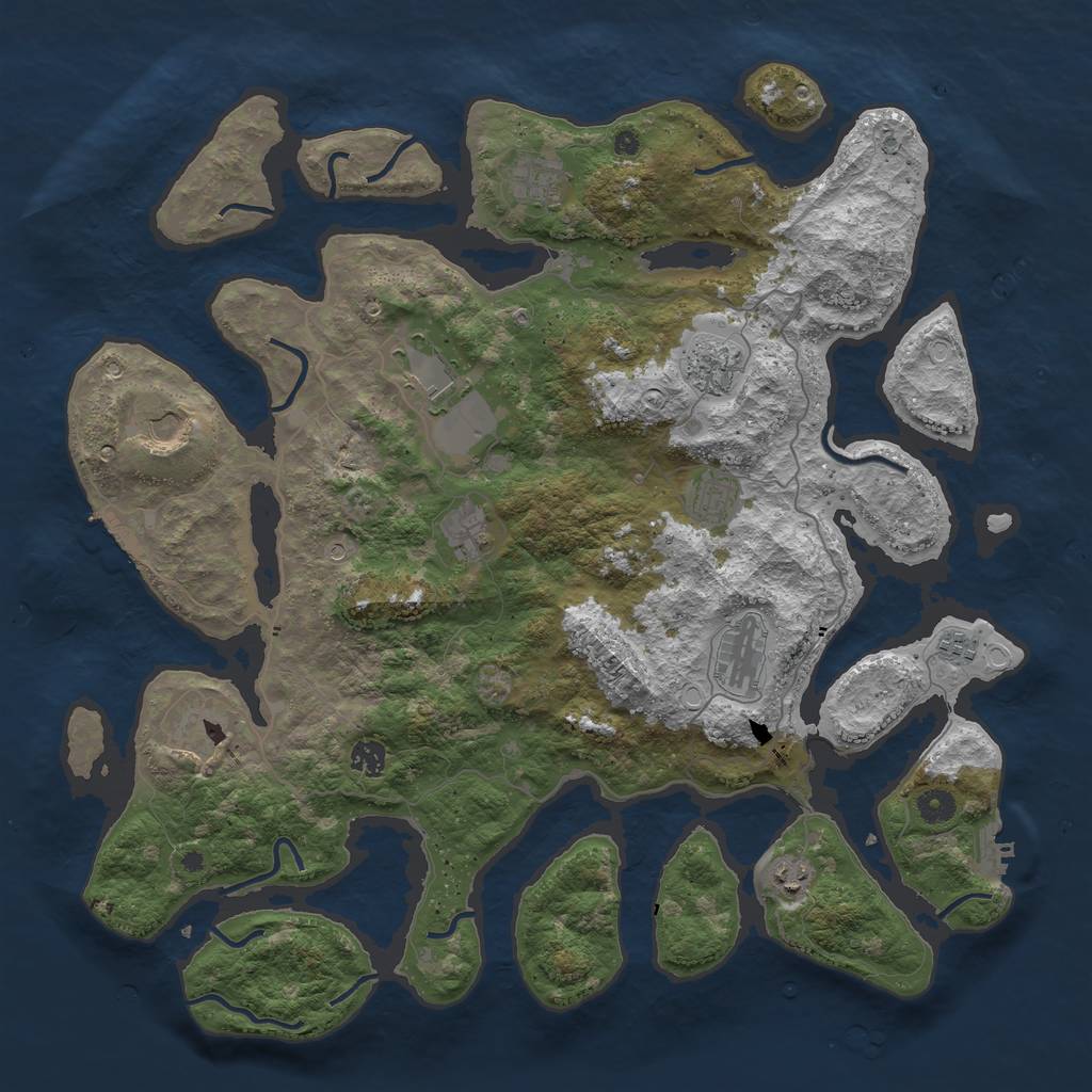 Rust Map: Procedural Map, Size: 4500, Seed: 185003, 19 Monuments