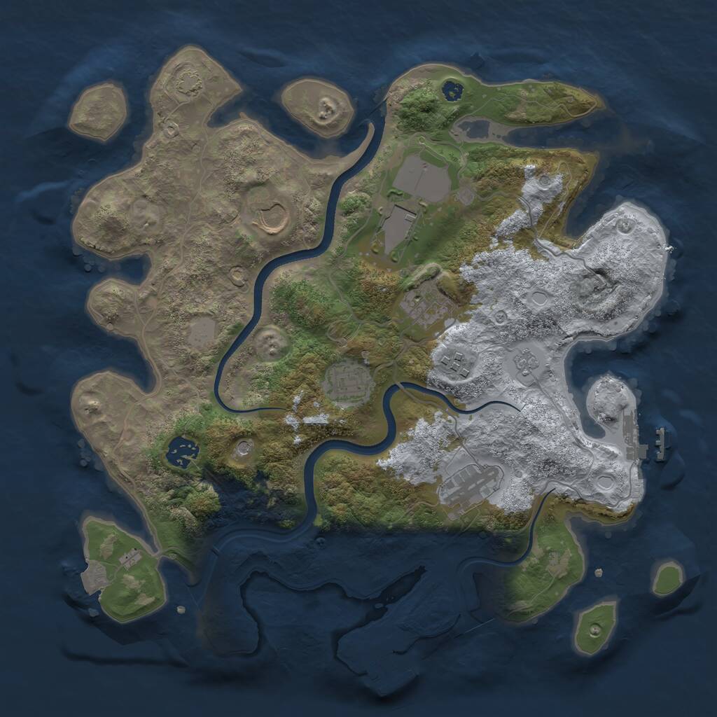 Rust Map: Procedural Map, Size: 3500, Seed: 751794, 13 Monuments