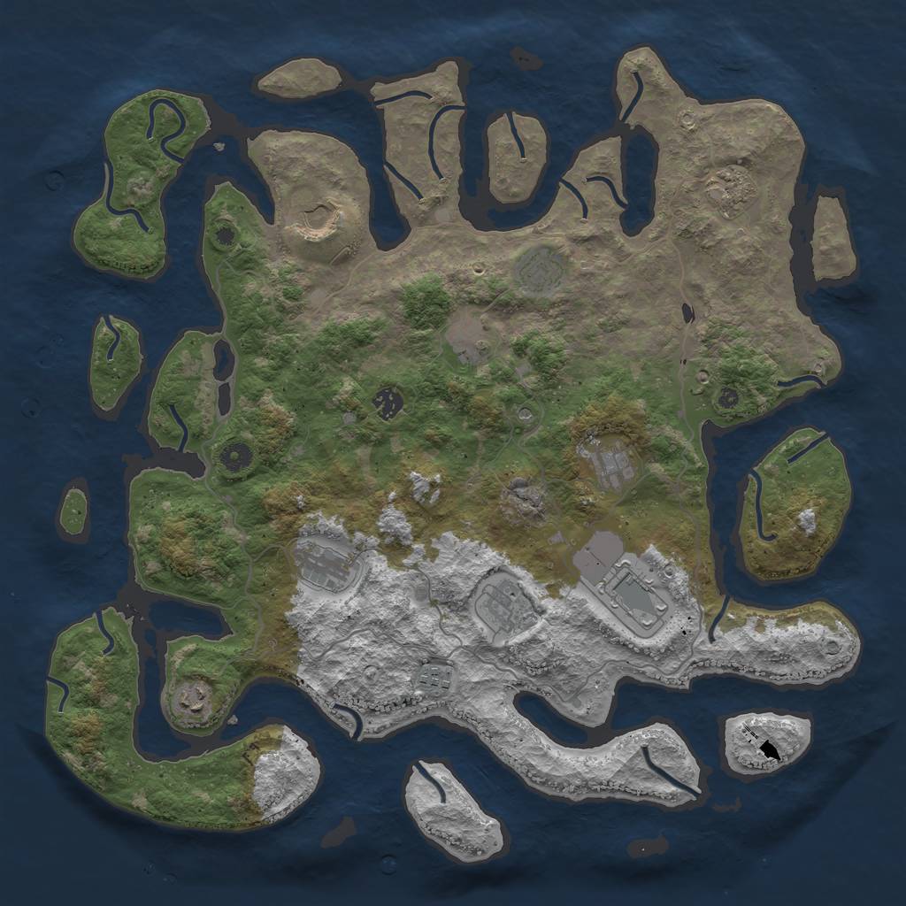 Rust Map: Procedural Map, Size: 4500, Seed: 952842, 14 Monuments