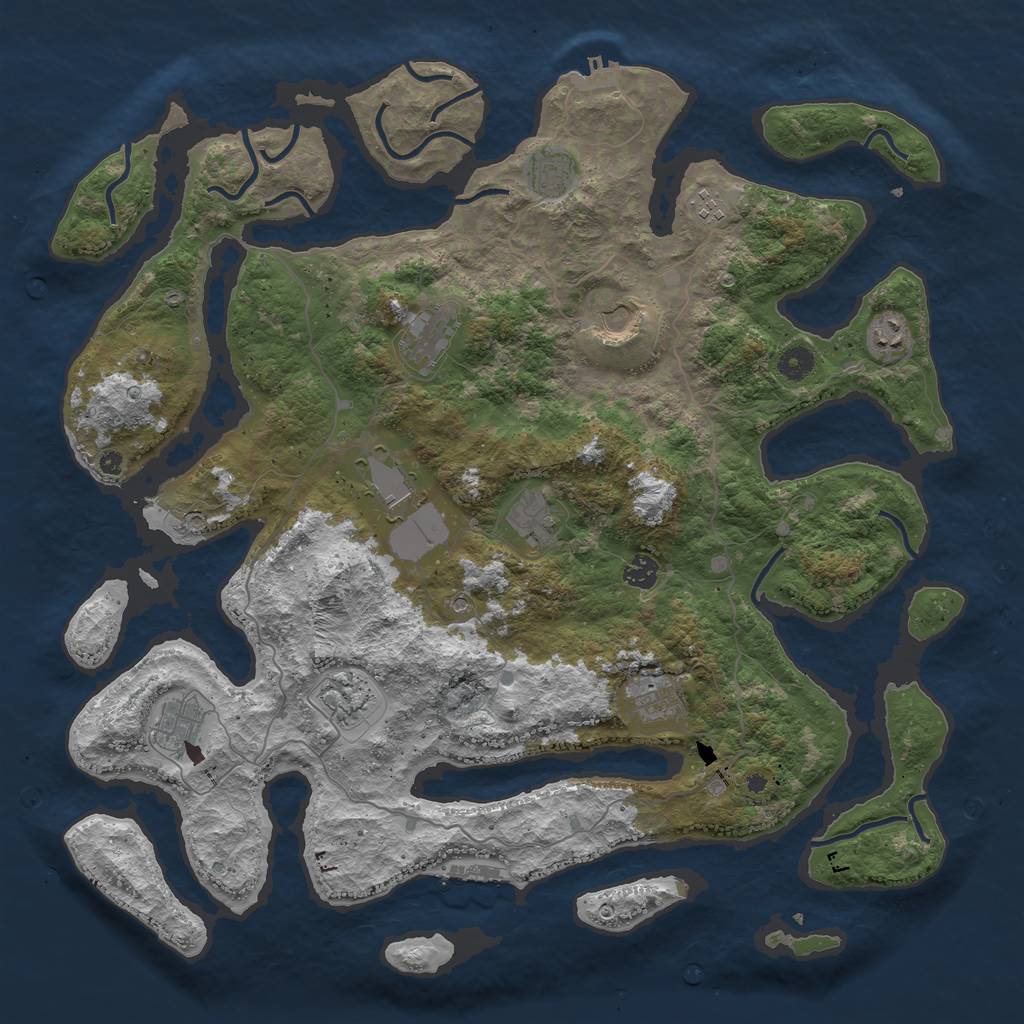 Rust Map: Procedural Map, Size: 4500, Seed: 443568745, 16 Monuments