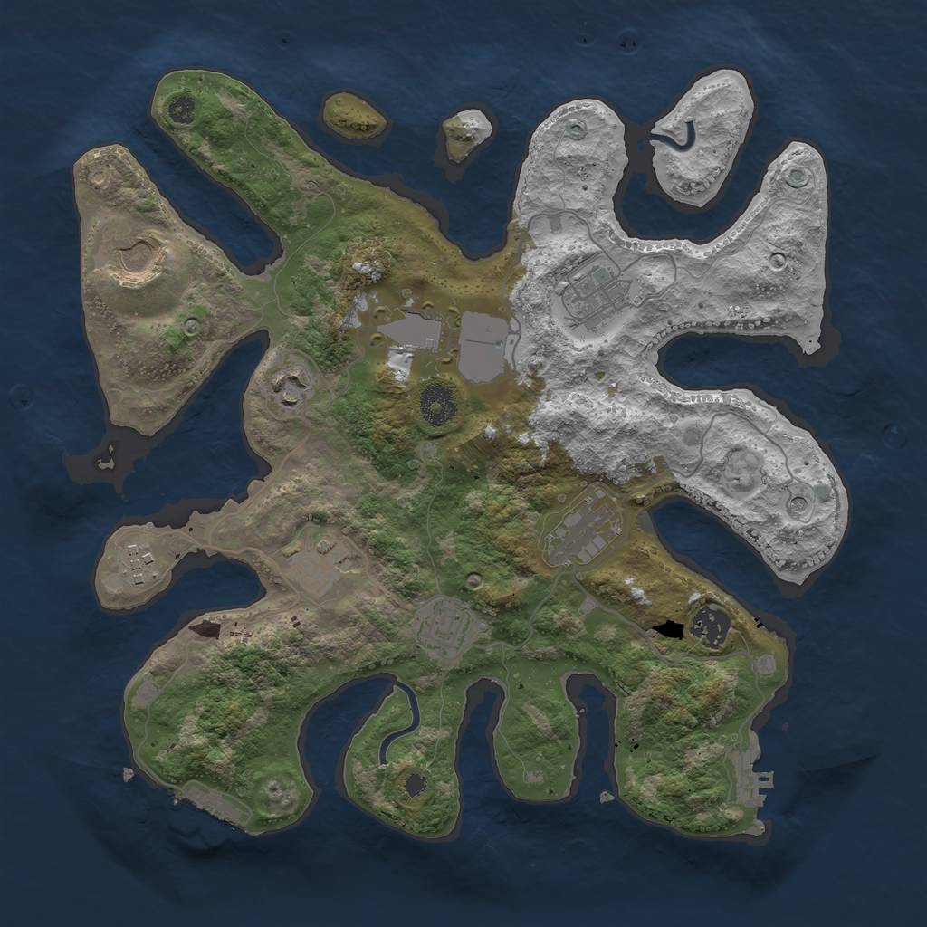 Rust Map: Procedural Map, Size: 3500, Seed: 624548586, 14 Monuments