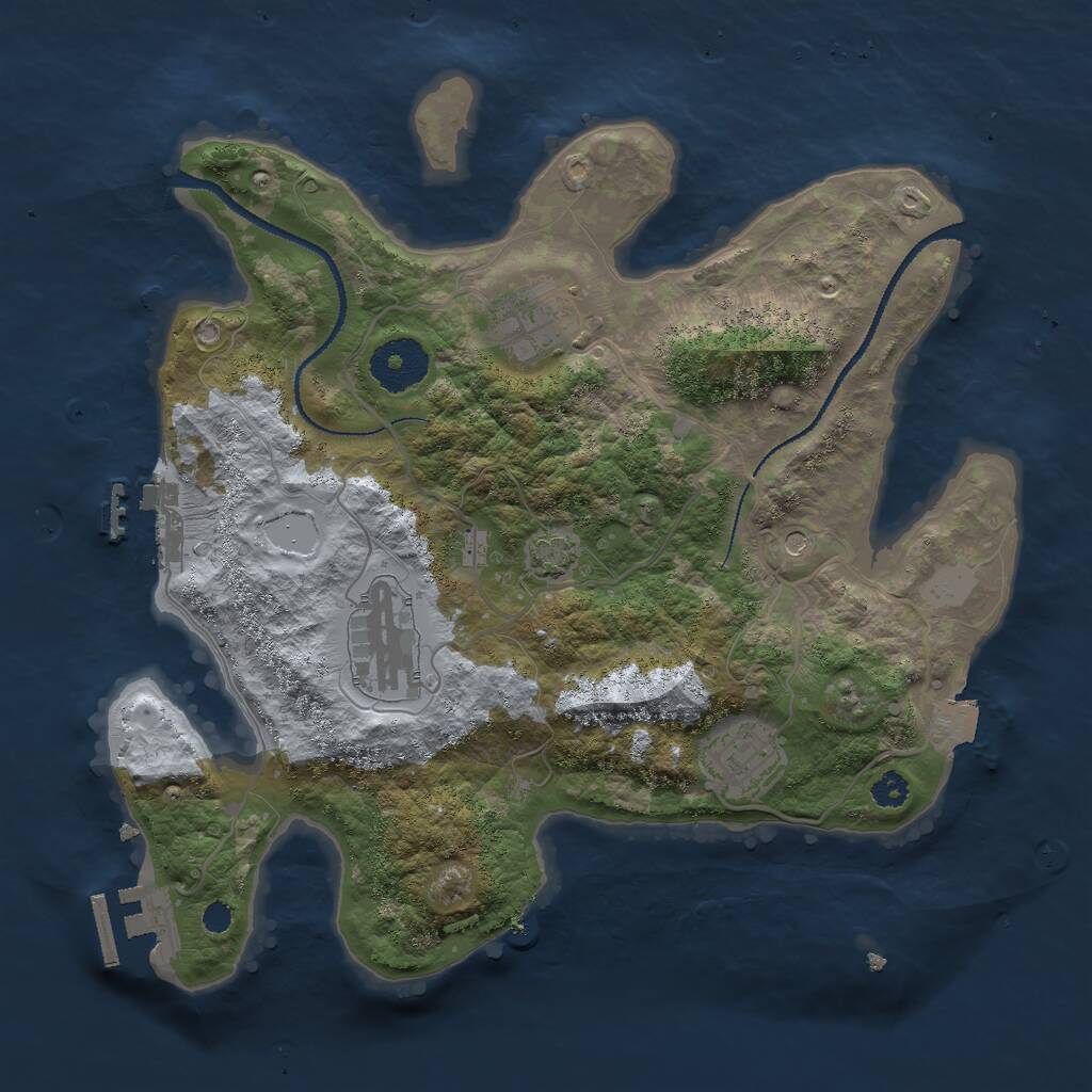 Rust Map: Procedural Map, Size: 3000, Seed: 2085276079, 8 Monuments