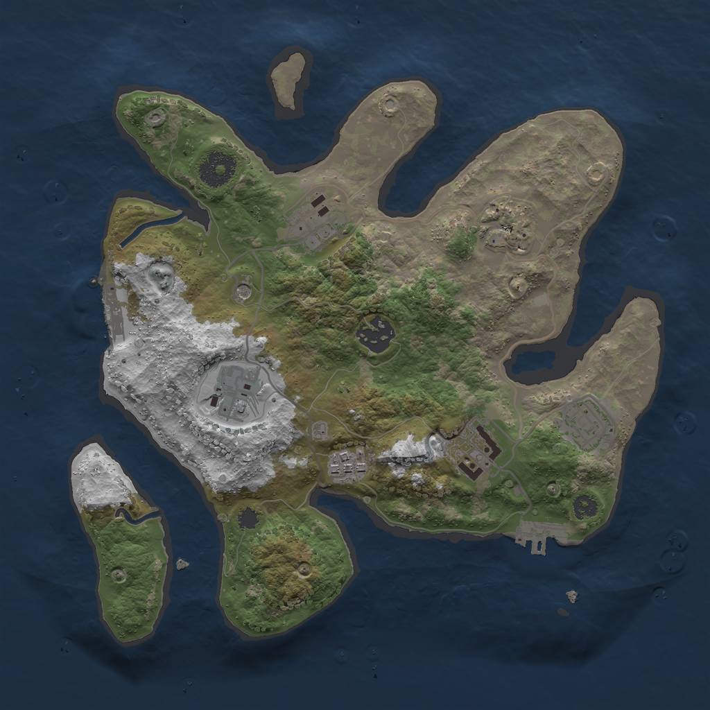 Rust Map: Procedural Map, Size: 3000, Seed: 2085276079, 12 Monuments