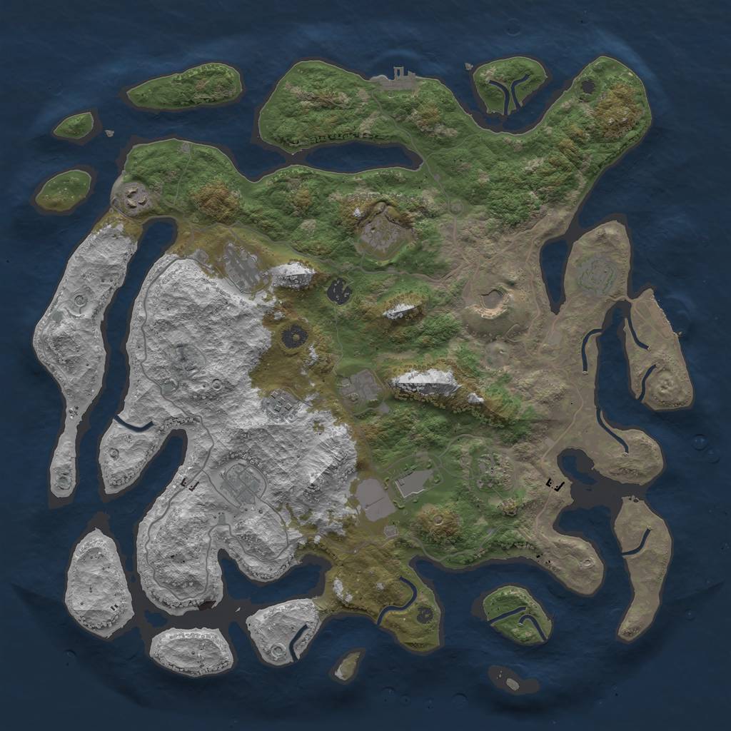 Rust Map: Procedural Map, Size: 4500, Seed: 172592, 16 Monuments