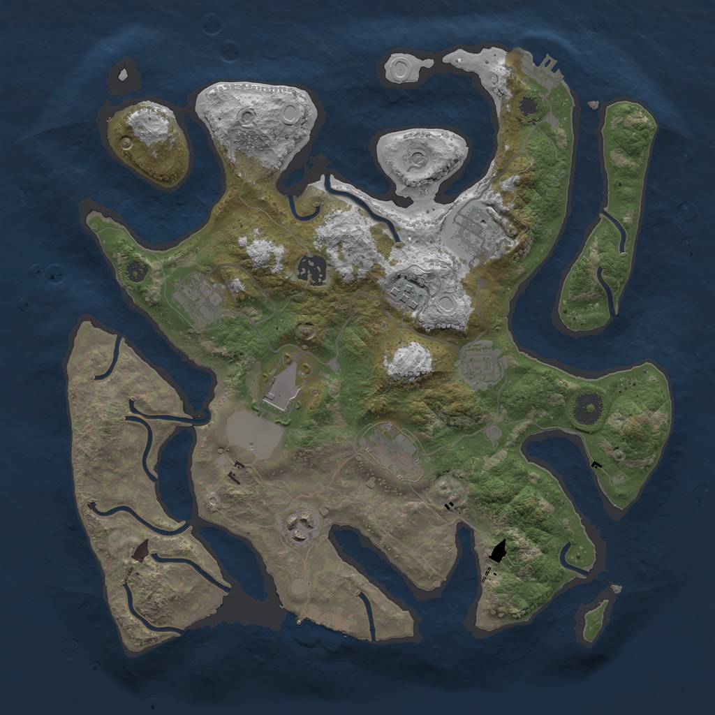 Rust Map: Procedural Map, Size: 3500, Seed: 337820, 19 Monuments