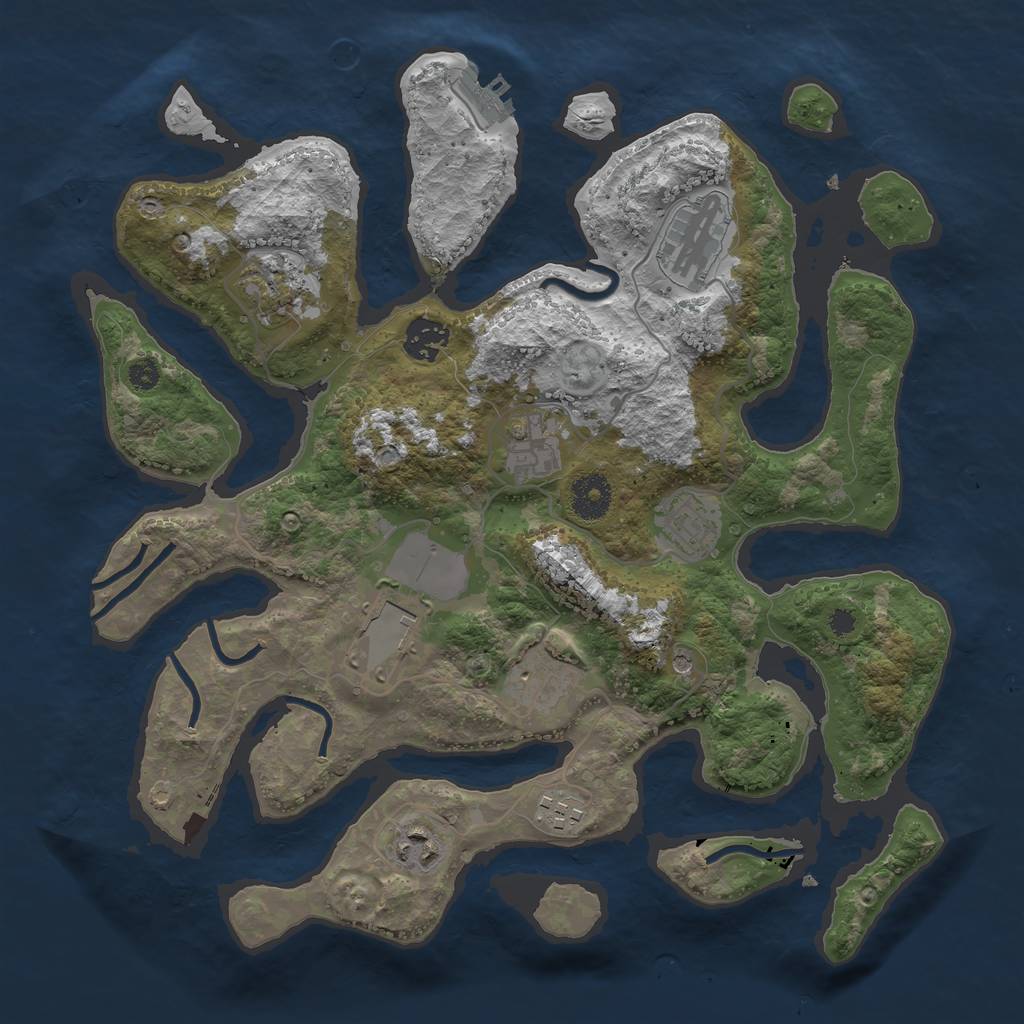 Rust Map: Procedural Map, Size: 3500, Seed: 910074, 13 Monuments