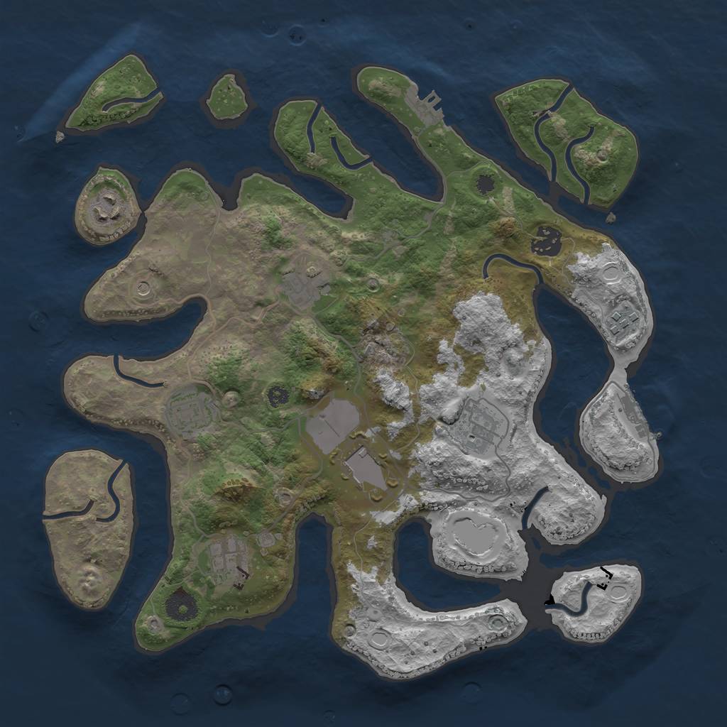 Rust Map: Procedural Map, Size: 3500, Seed: 962223, 16 Monuments