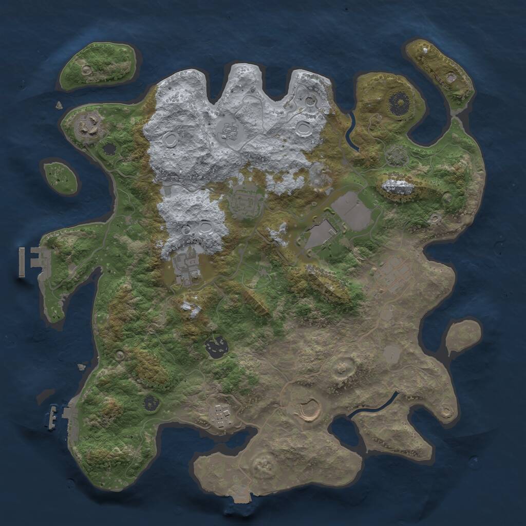 Rust Map: Procedural Map, Size: 3500, Seed: 1223818253, 14 Monuments