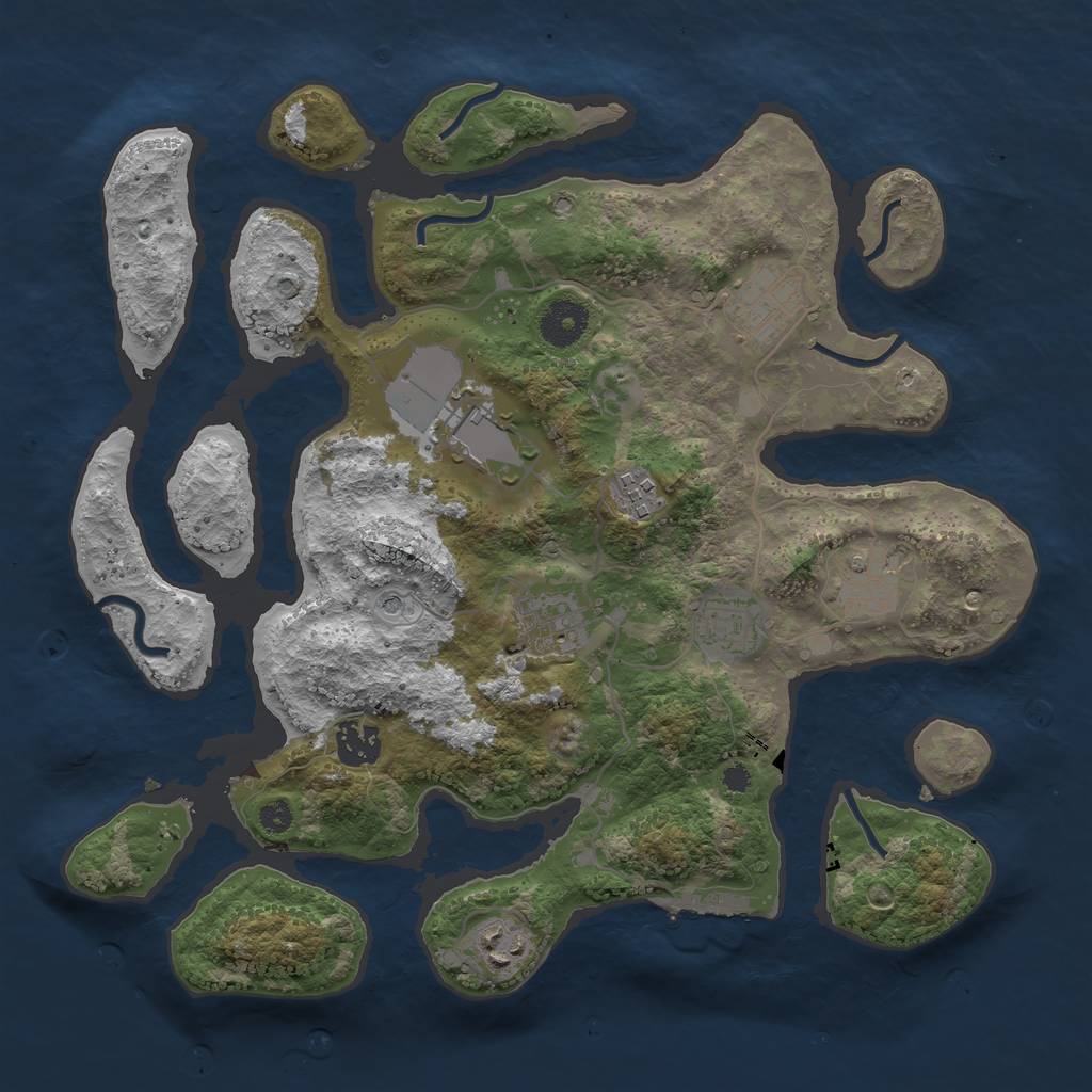 Rust Map: Procedural Map, Size: 3500, Seed: 511996, 12 Monuments