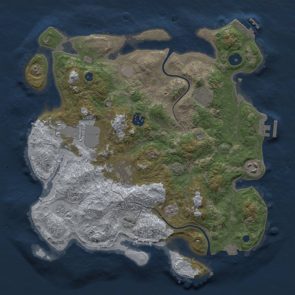 Rust Map: Procedural Map, Size: 3500, Seed: 314321236, 12 Monuments