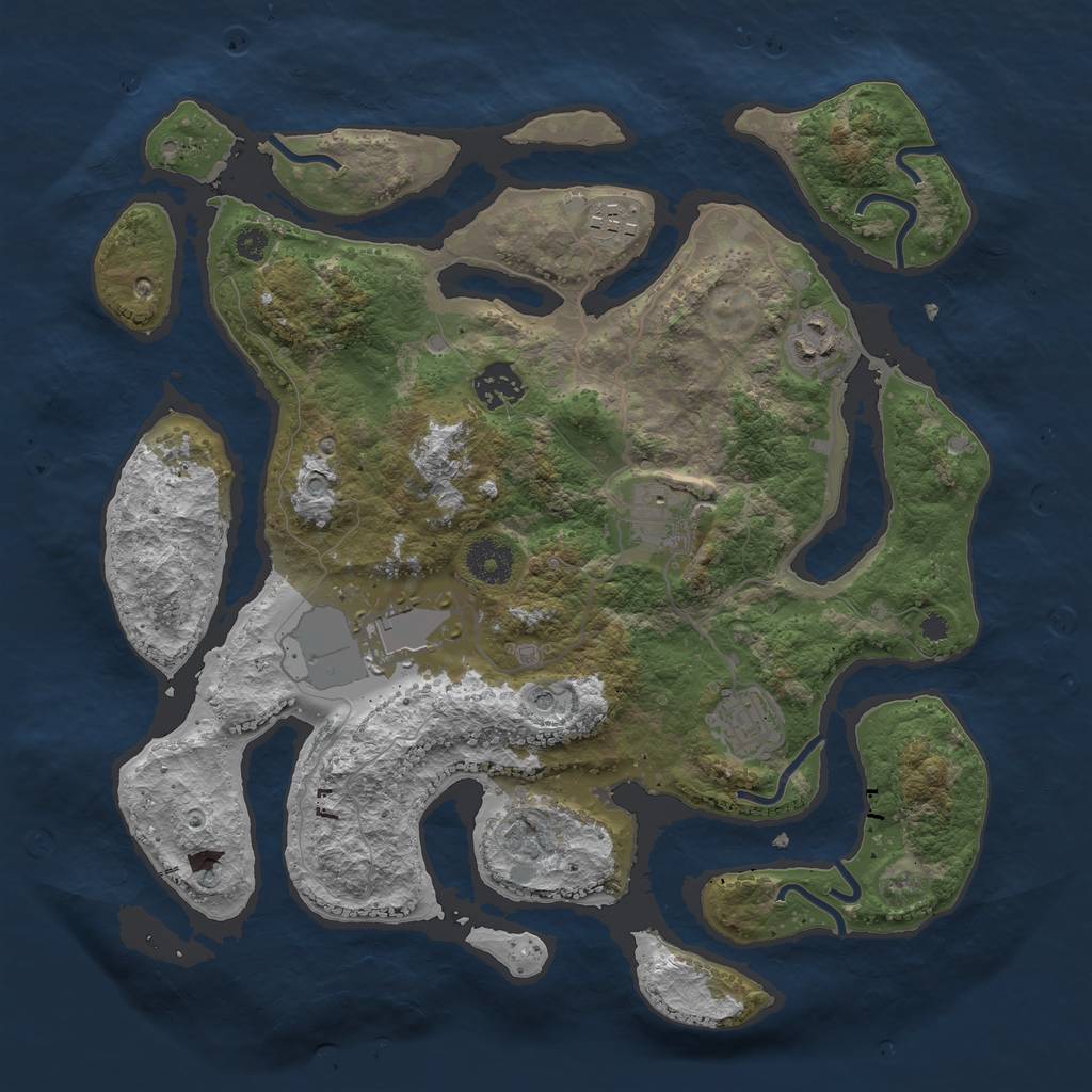 Rust Map: Procedural Map, Size: 3500, Seed: 314321236, 9 Monuments