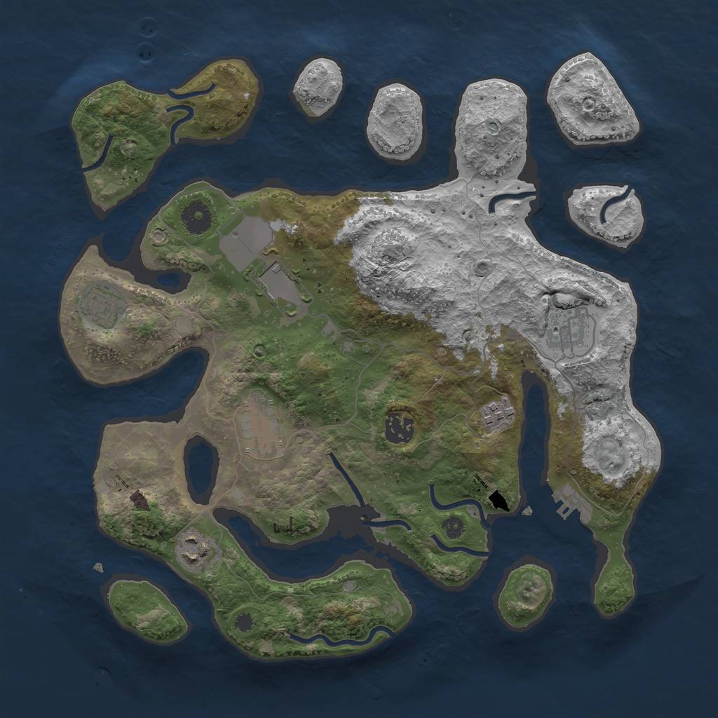 Rust Map: Procedural Map, Size: 3500, Seed: 692112, 10 Monuments