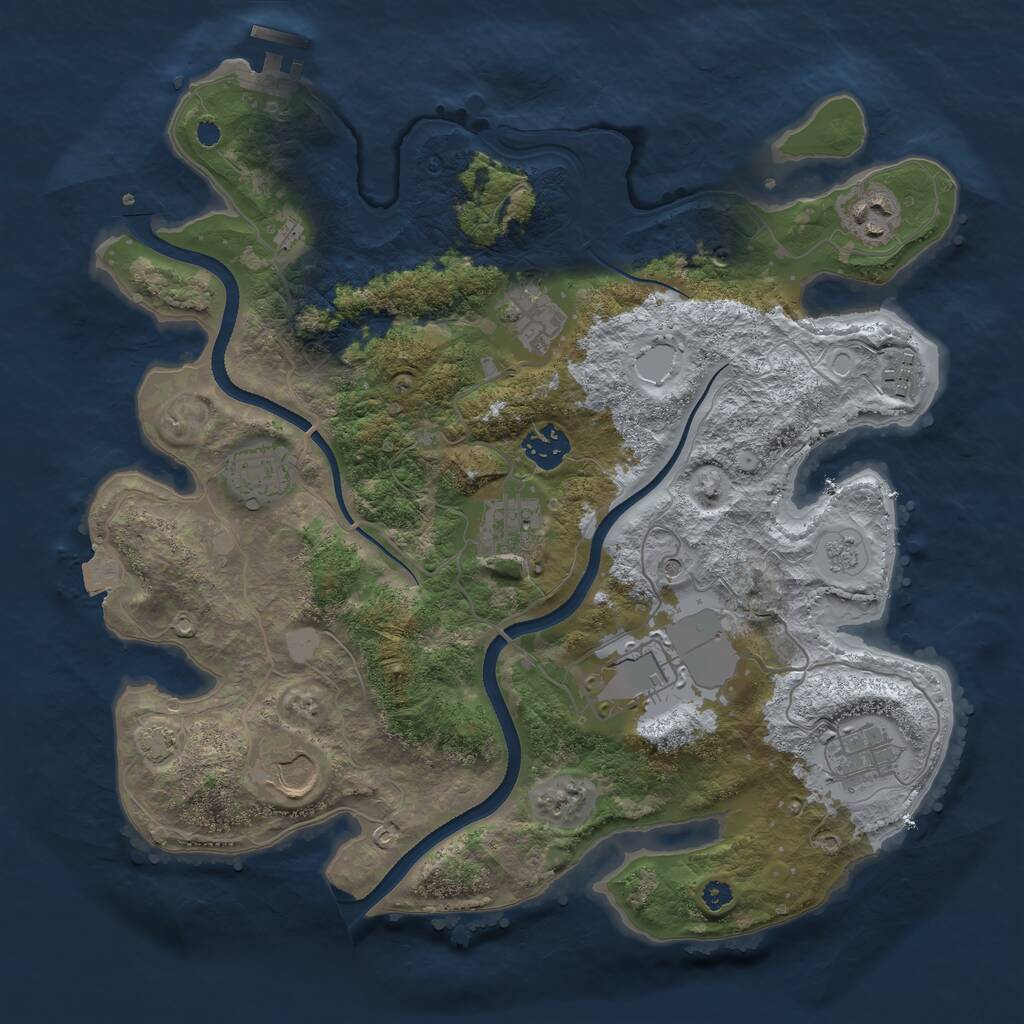 Rust Map: Procedural Map, Size: 3500, Seed: 161298, 14 Monuments