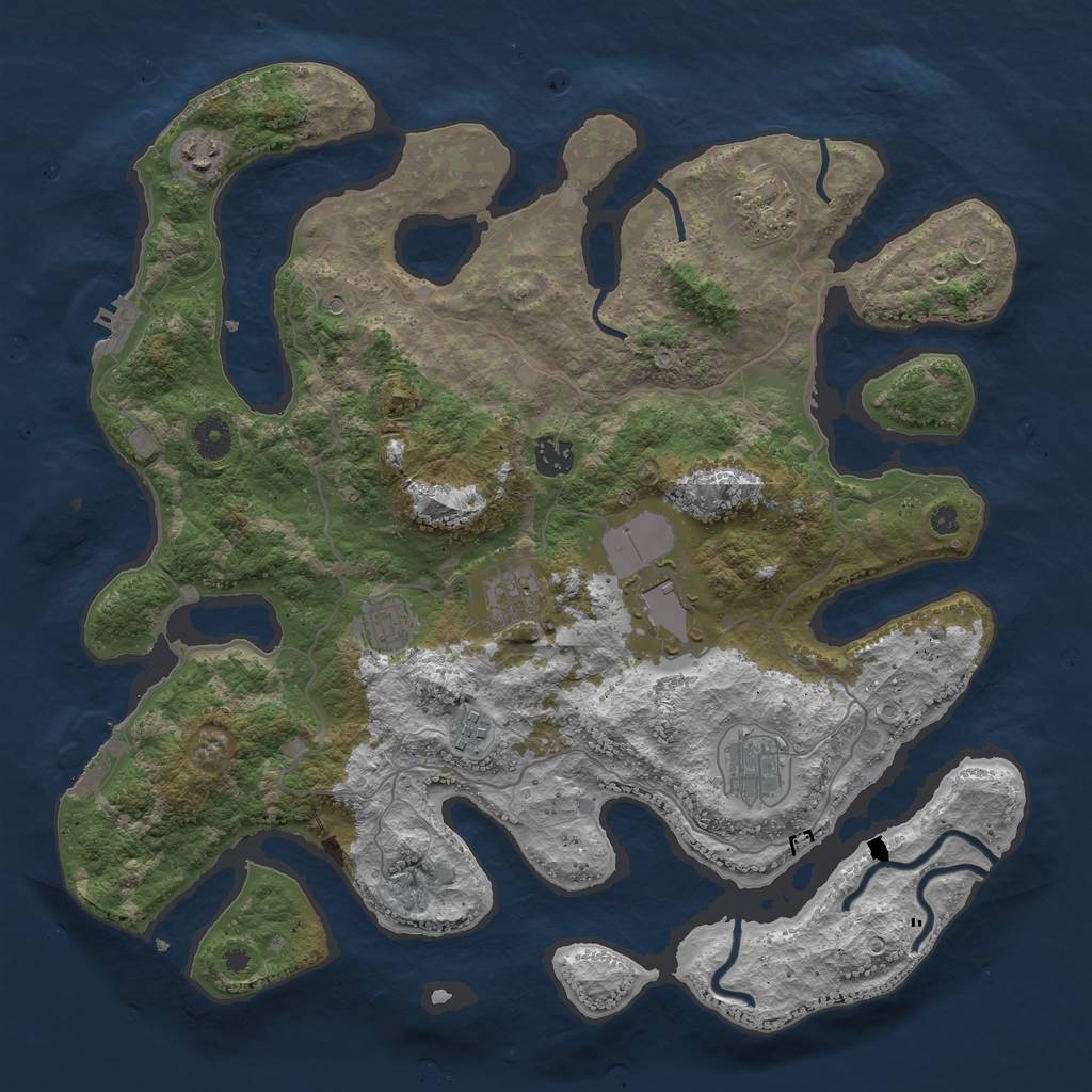 Rust Map: Procedural Map, Size: 4000, Seed: 569684, 13 Monuments