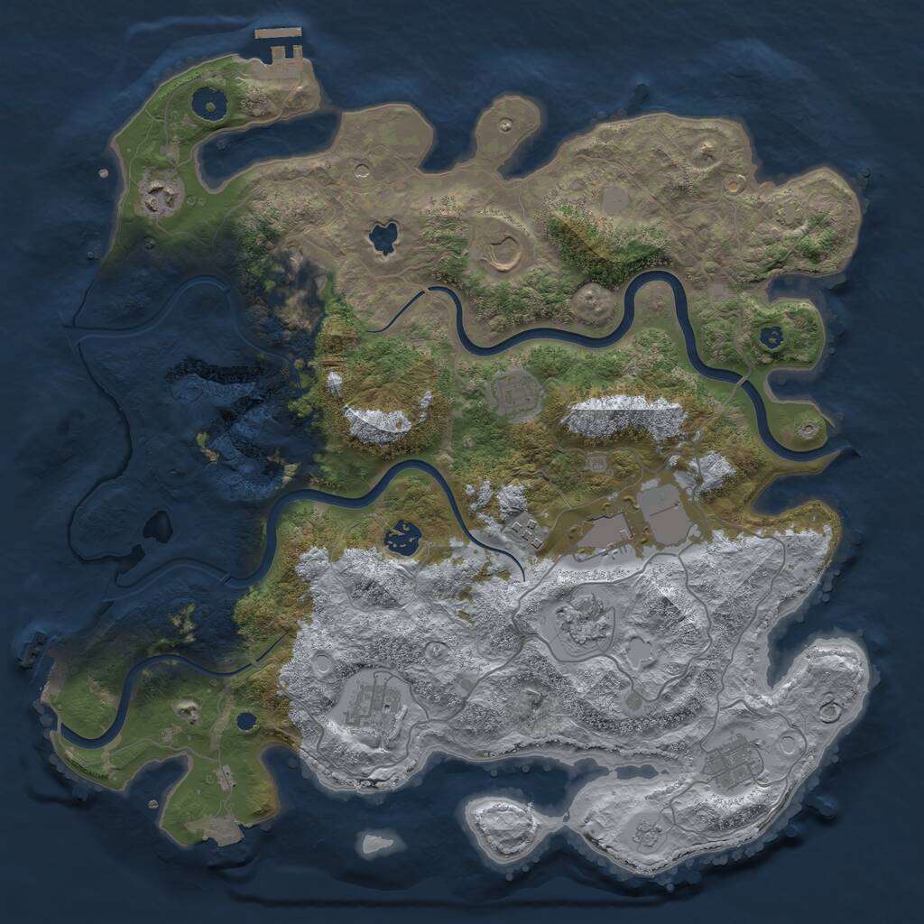 Rust Map: Procedural Map, Size: 4000, Seed: 569684, 16 Monuments
