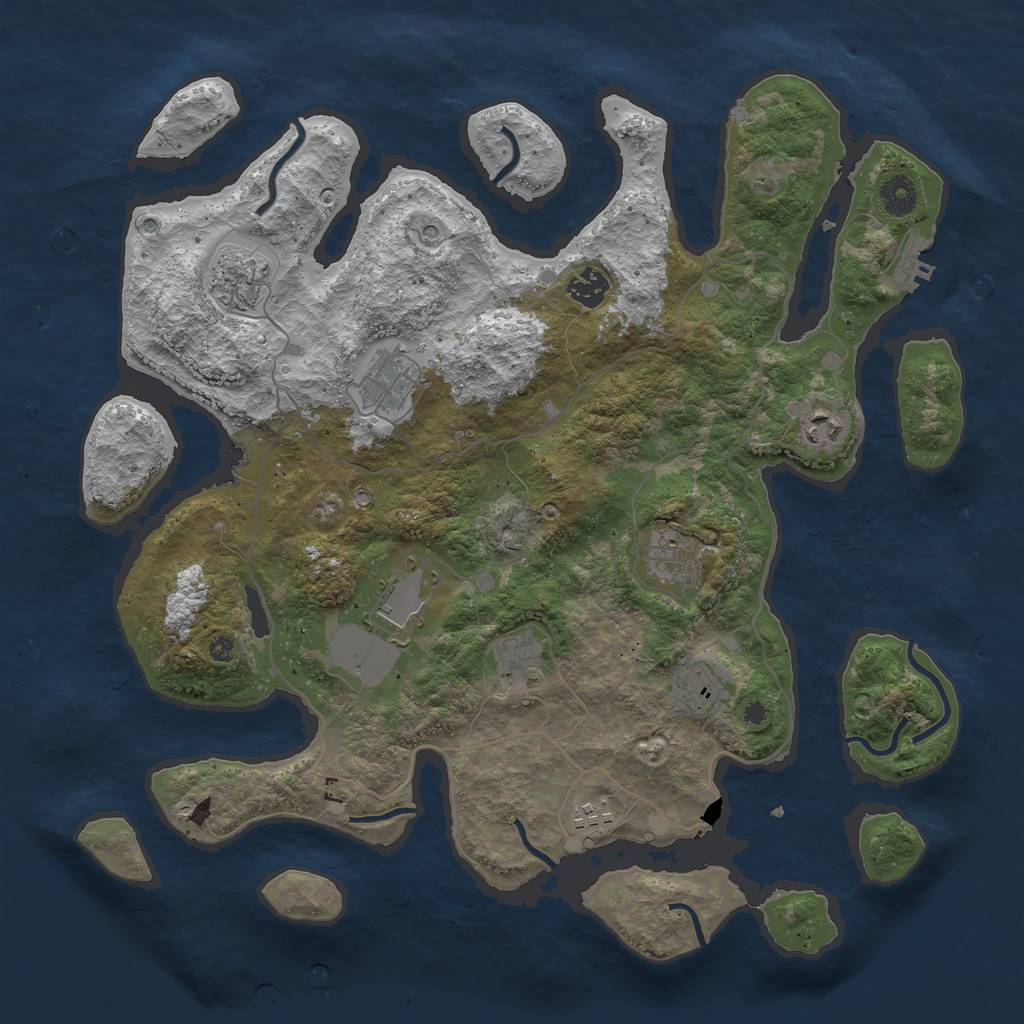 Rust Map: Procedural Map, Size: 4000, Seed: 299107, 13 Monuments