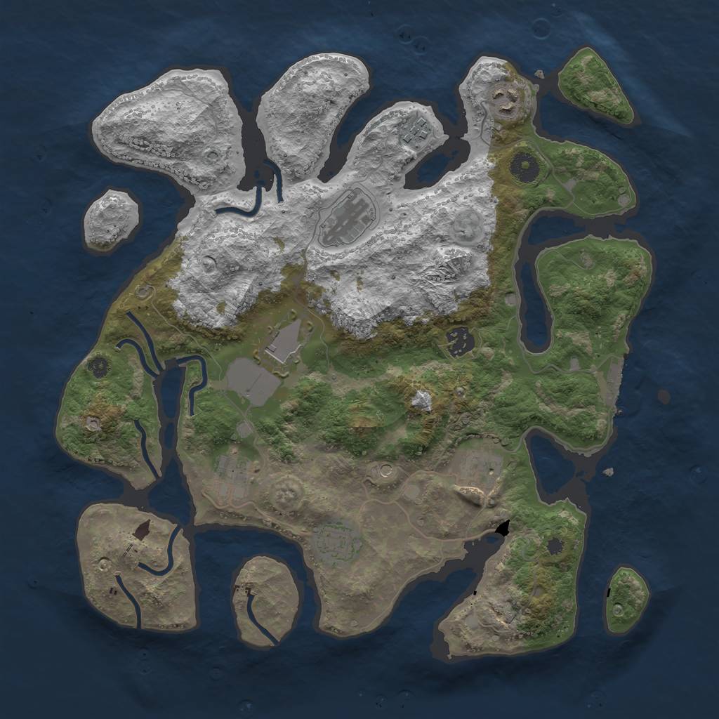 Rust Map: Procedural Map, Size: 3700, Seed: 609324702, 12 Monuments