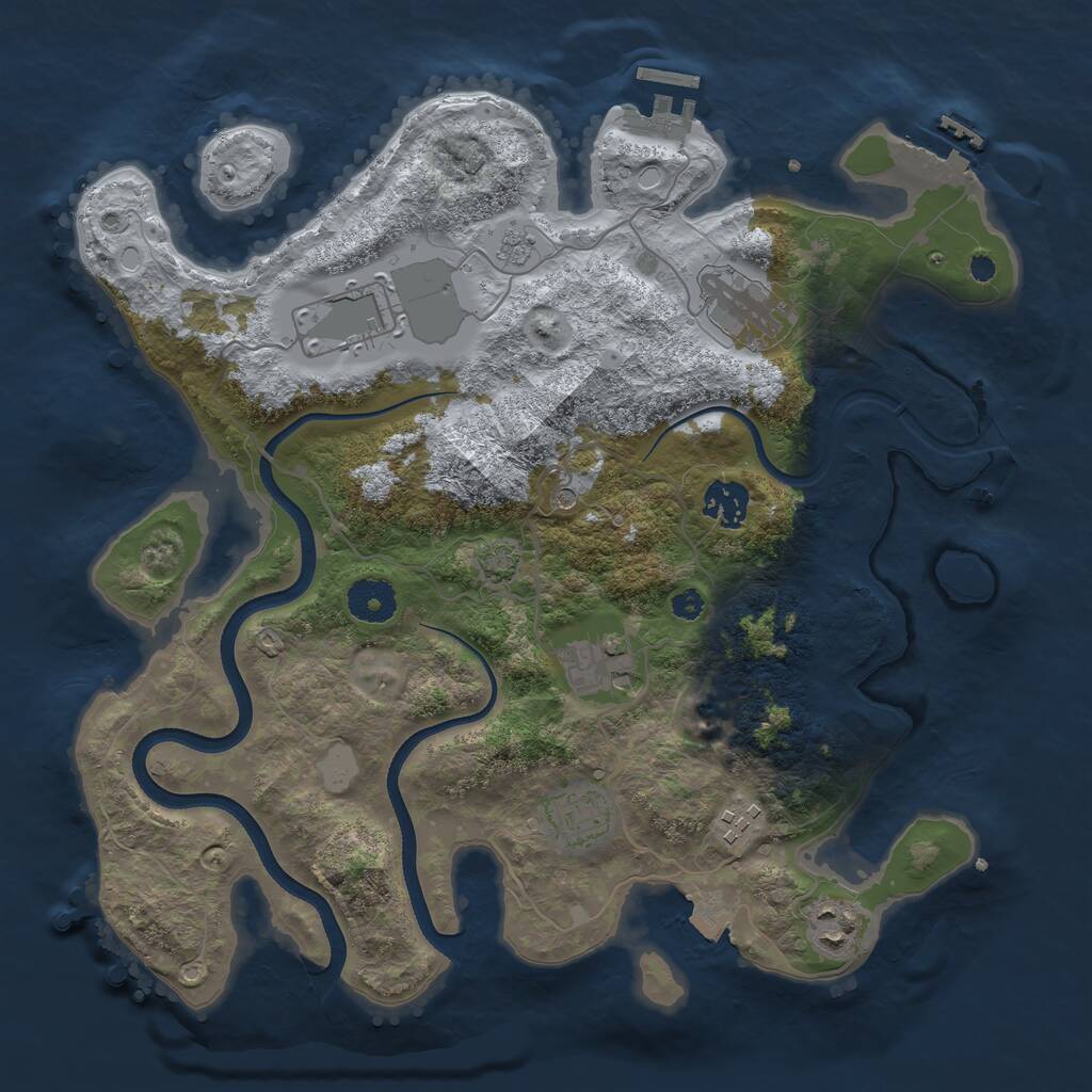 Rust Map: Procedural Map, Size: 3500, Seed: 202843, 13 Monuments