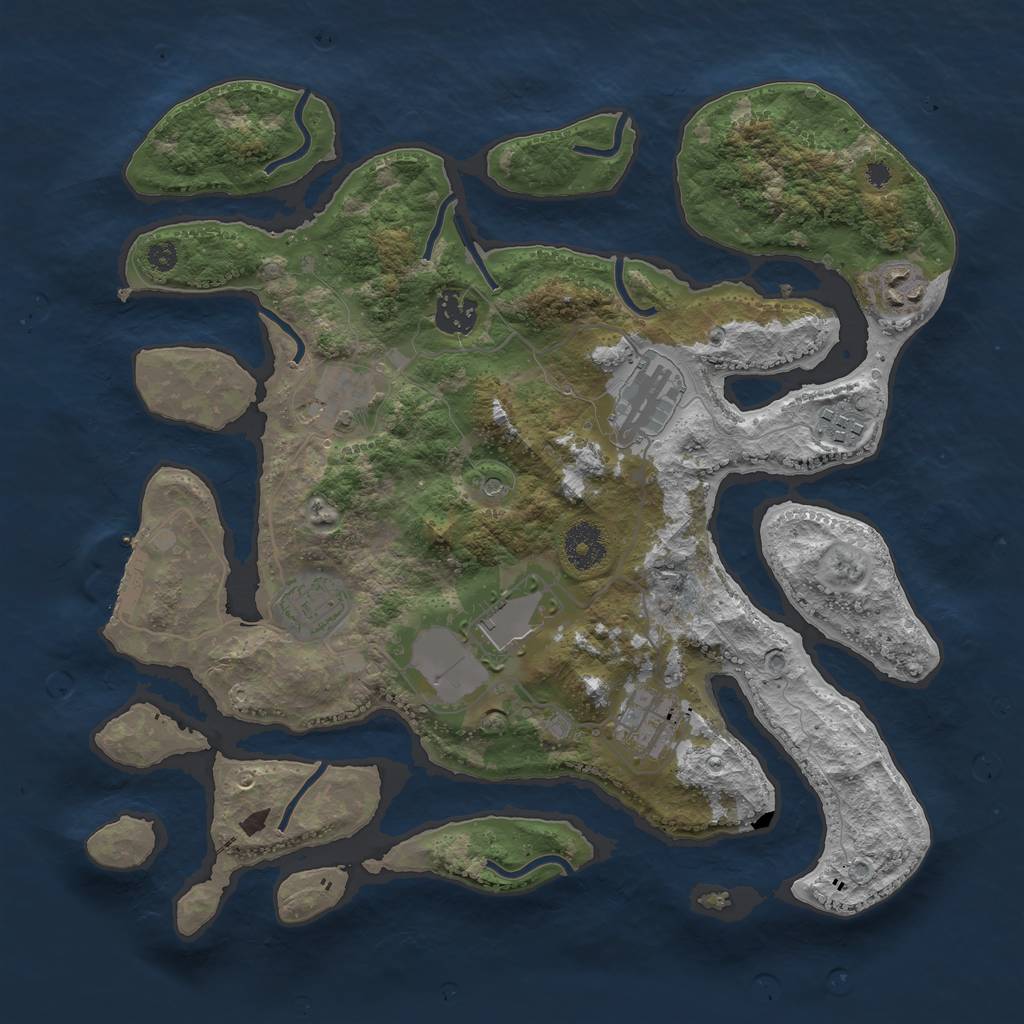 Rust Map: Procedural Map, Size: 3500, Seed: 536194, 12 Monuments