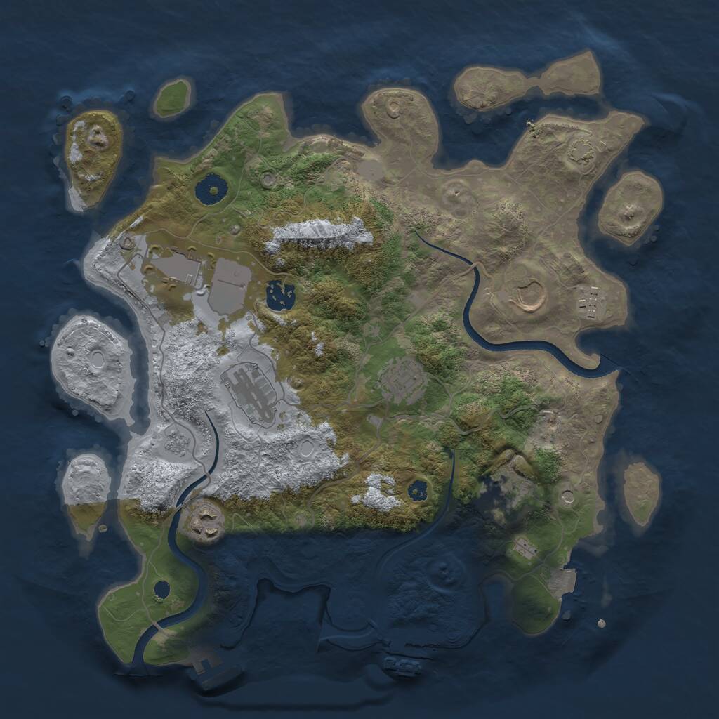 Rust Map: Procedural Map, Size: 3500, Seed: 25297, 14 Monuments