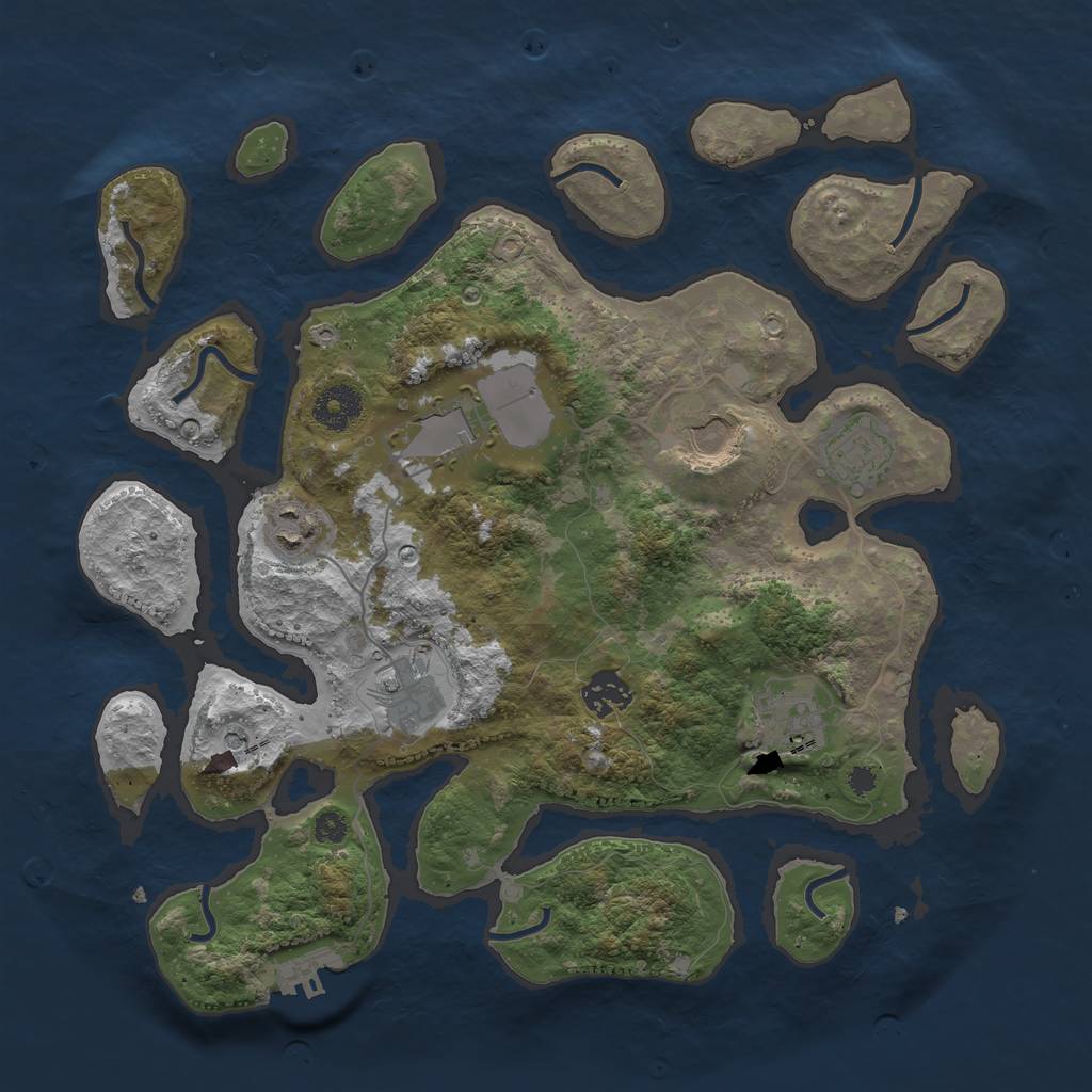 Rust Map: Procedural Map, Size: 3500, Seed: 25297, 11 Monuments