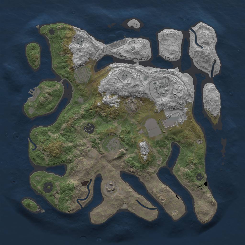 Rust Map: Procedural Map, Size: 3500, Seed: 7849393, 12 Monuments