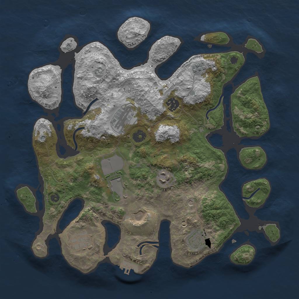 Rust Map: Procedural Map, Size: 3500, Seed: 495169640, 12 Monuments