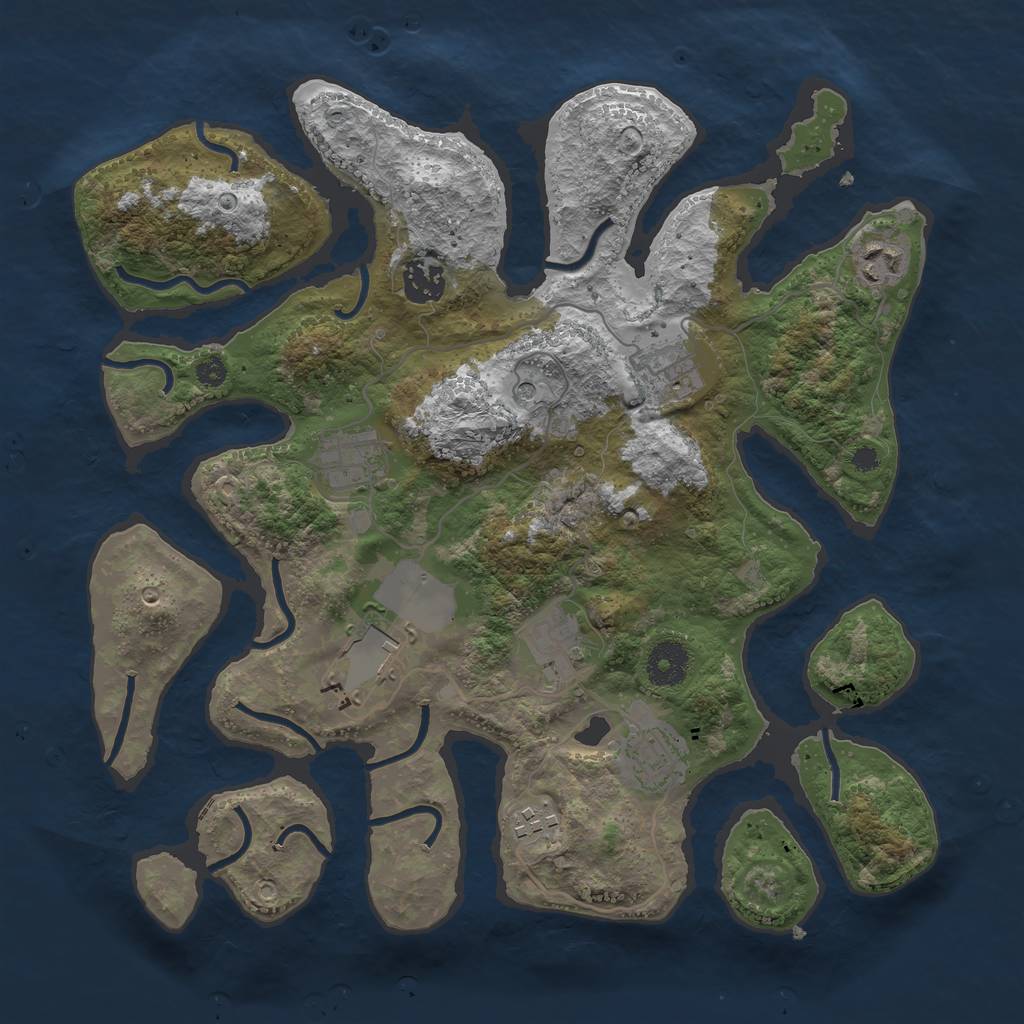 Rust Map: Procedural Map, Size: 3500, Seed: 19576, 11 Monuments