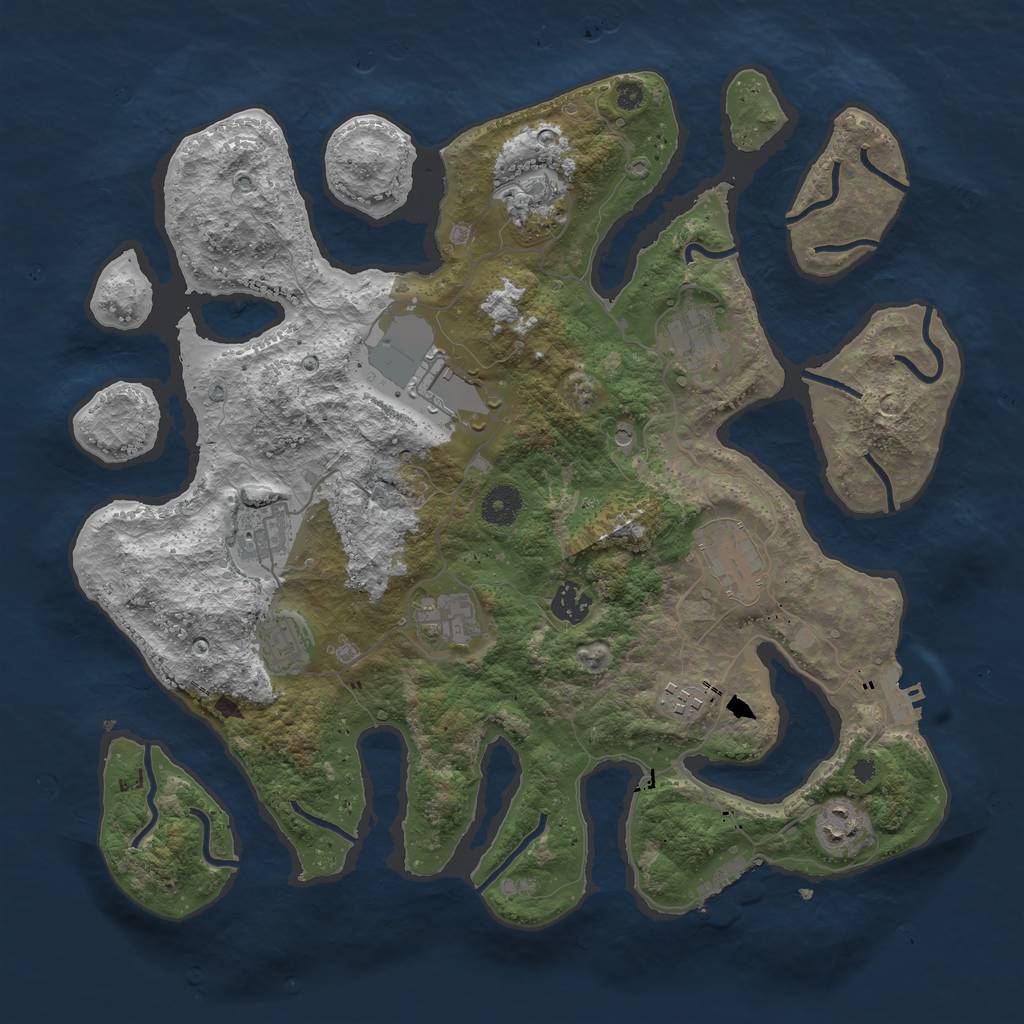 Rust Map: Procedural Map, Size: 3850, Seed: 626837570, 15 Monuments