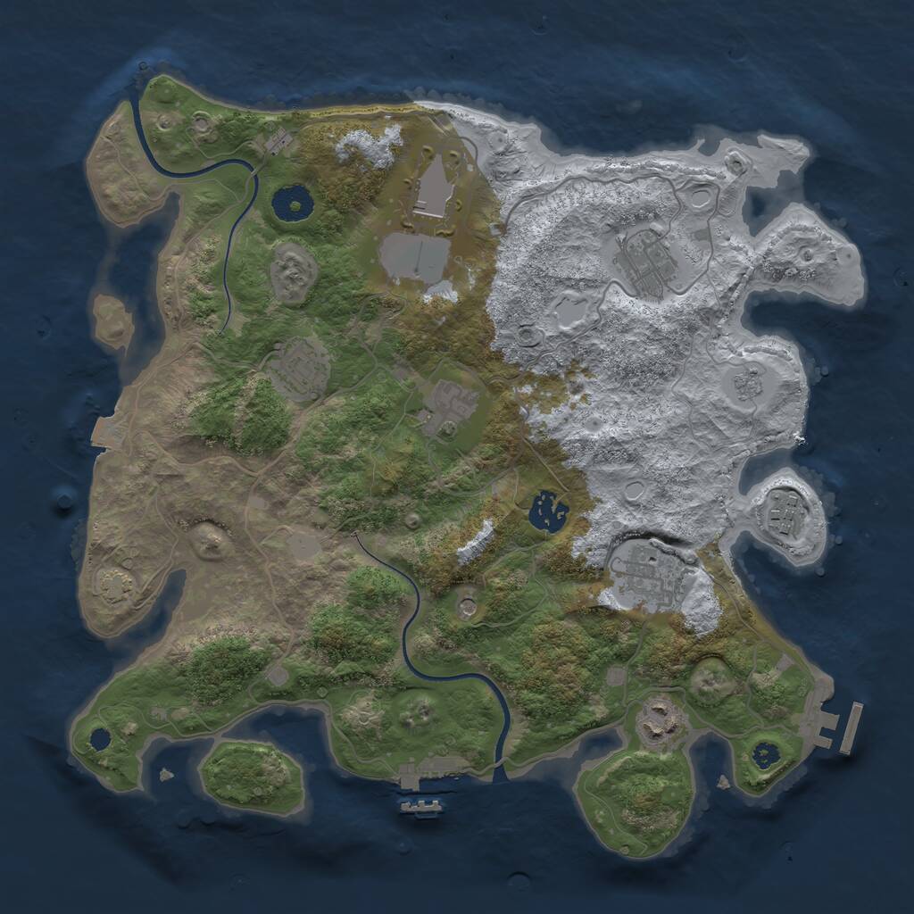 Rust Map: Procedural Map, Size: 3500, Seed: 469014, 14 Monuments