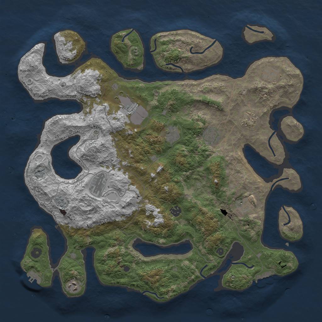 Rust Map: Procedural Map, Size: 4500, Seed: 923708, 18 Monuments