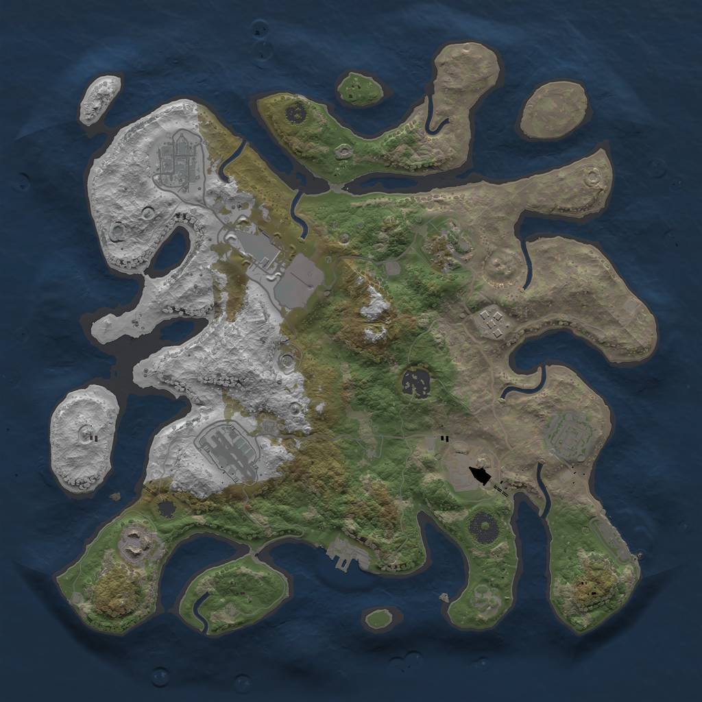 Rust Map: Procedural Map, Size: 3500, Seed: 346655, 14 Monuments