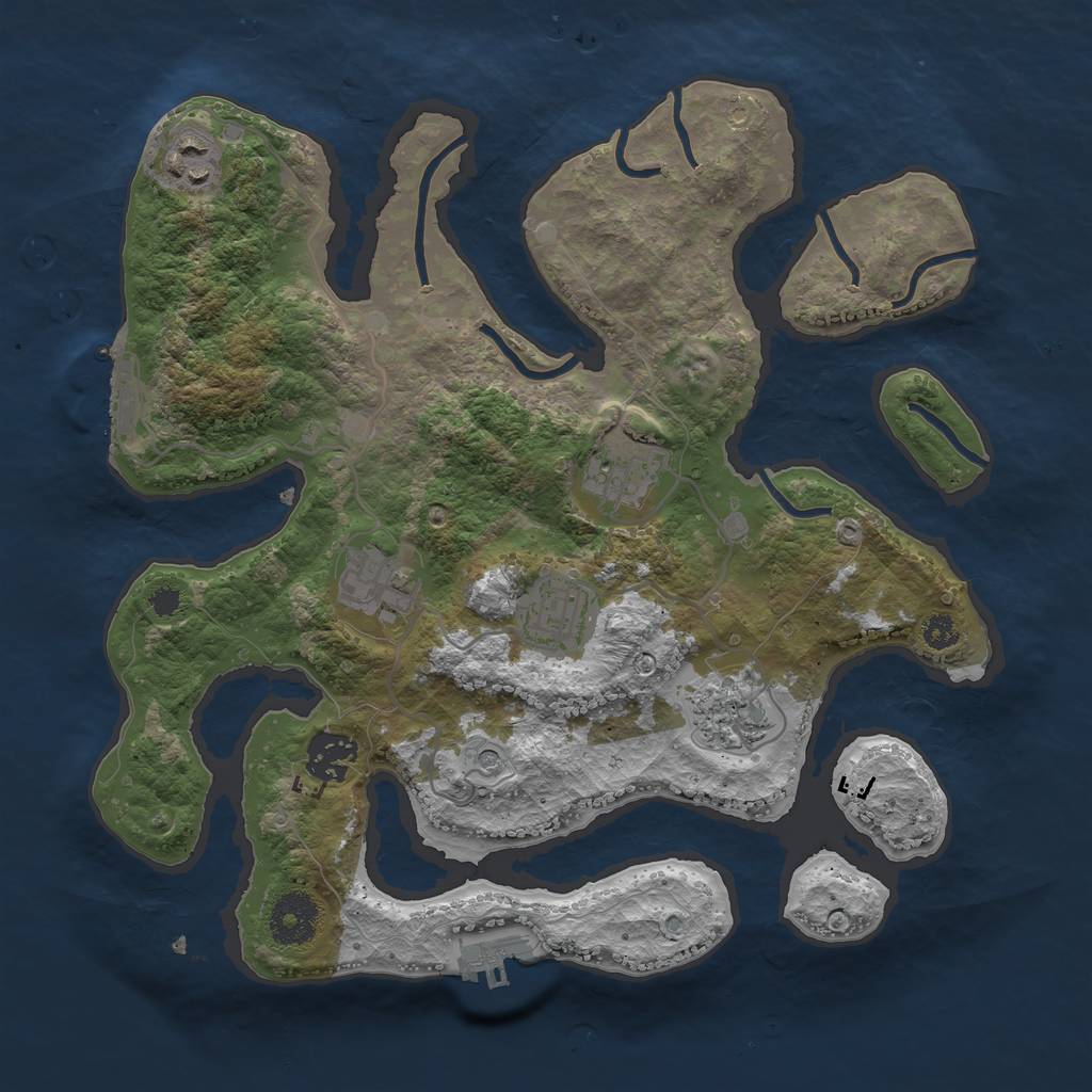 Rust Map: Procedural Map, Size: 3200, Seed: 1968932718, 11 Monuments